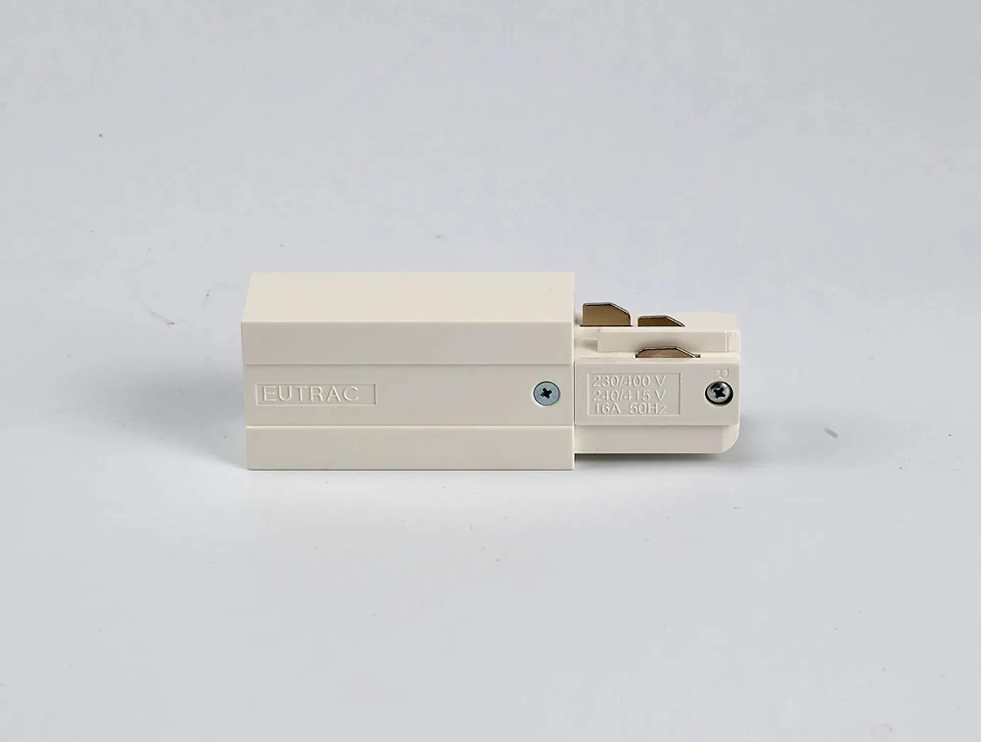 Right End Feed 3 Circuit Surface Mounted Track 555 1 1201 6  Eutrac 3 Circuit Surface-RAL9016